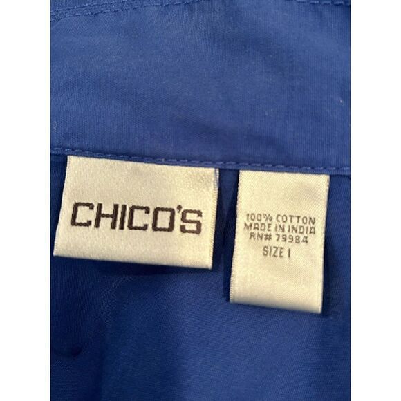 Chico’s Size 1 Bright Royal Blue Button Up Jacket Coat Cuffed Sleeve - Picture 3 of 4